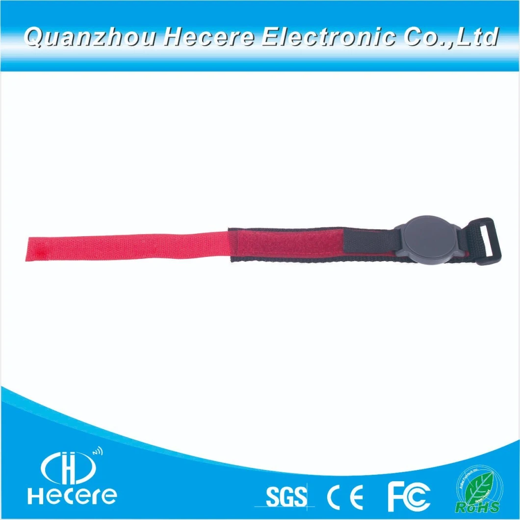 Top Qualify 13.56MHz ISO14443A NFC Tag213 RFID Velcro Nylon Wristband