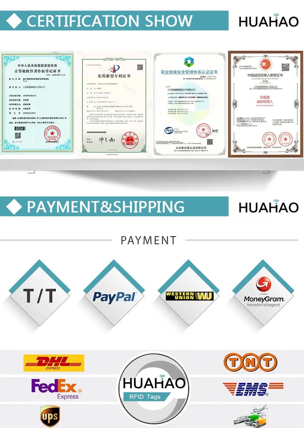 Free Sample! Huahao RFID Manufacturer Customized NFC 13.56MHz Hf Tags