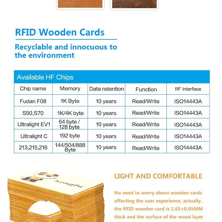 Wholesale Programmable RFID Customize RFID Wooden Card Hotel Key Card