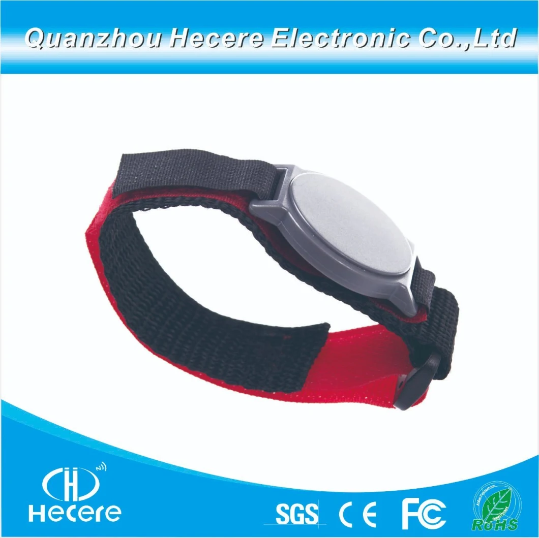 Top Qualify 13.56MHz ISO14443A NFC Tag213 RFID Velcro Nylon Wristband